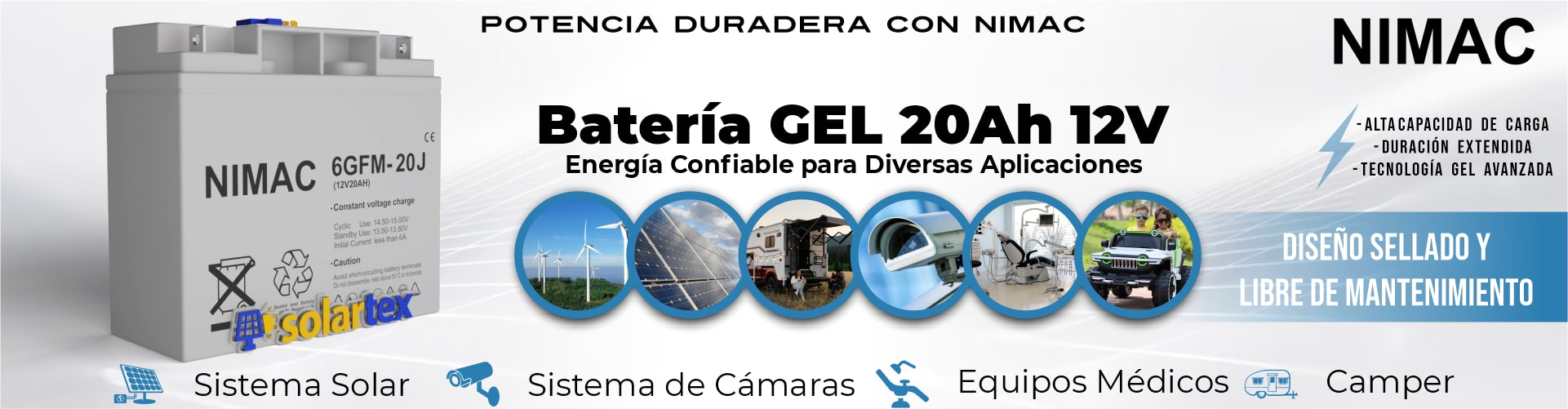 Batería de GEL 20Ah 12V Nimac