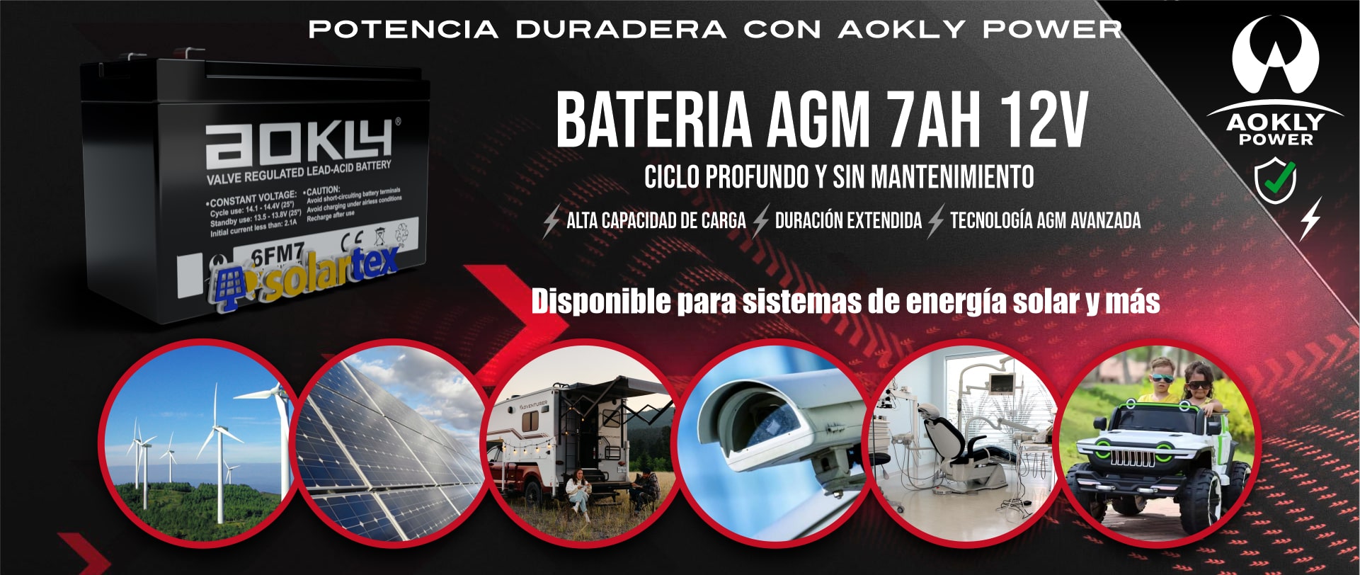 Batería AGM 7Ah 12V Aokly