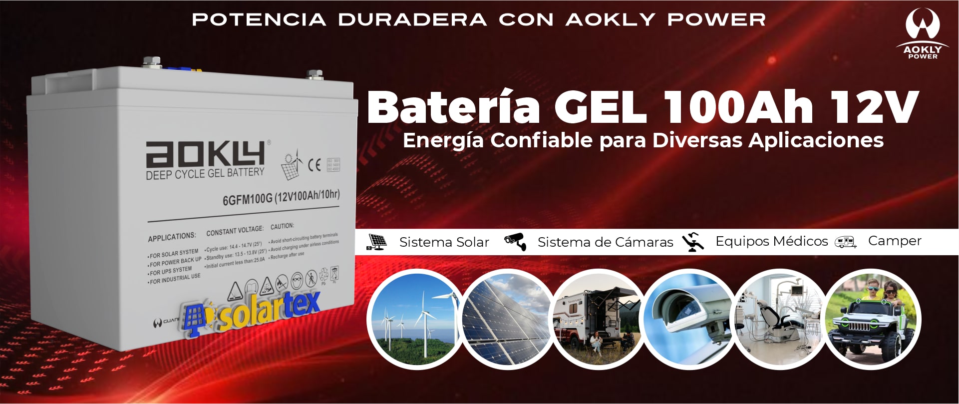 Batería de GEL 100Ah 12V Aokly
