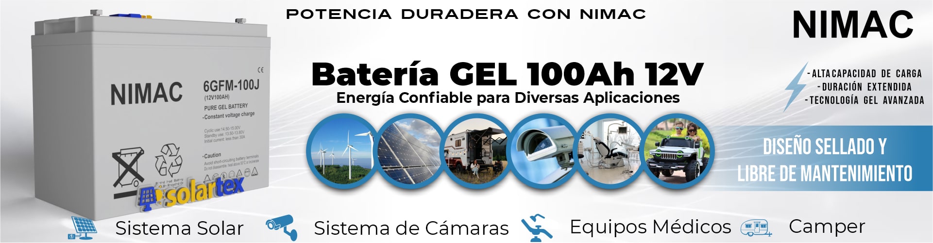 Batería de GEL 100Ah 12V Nimac