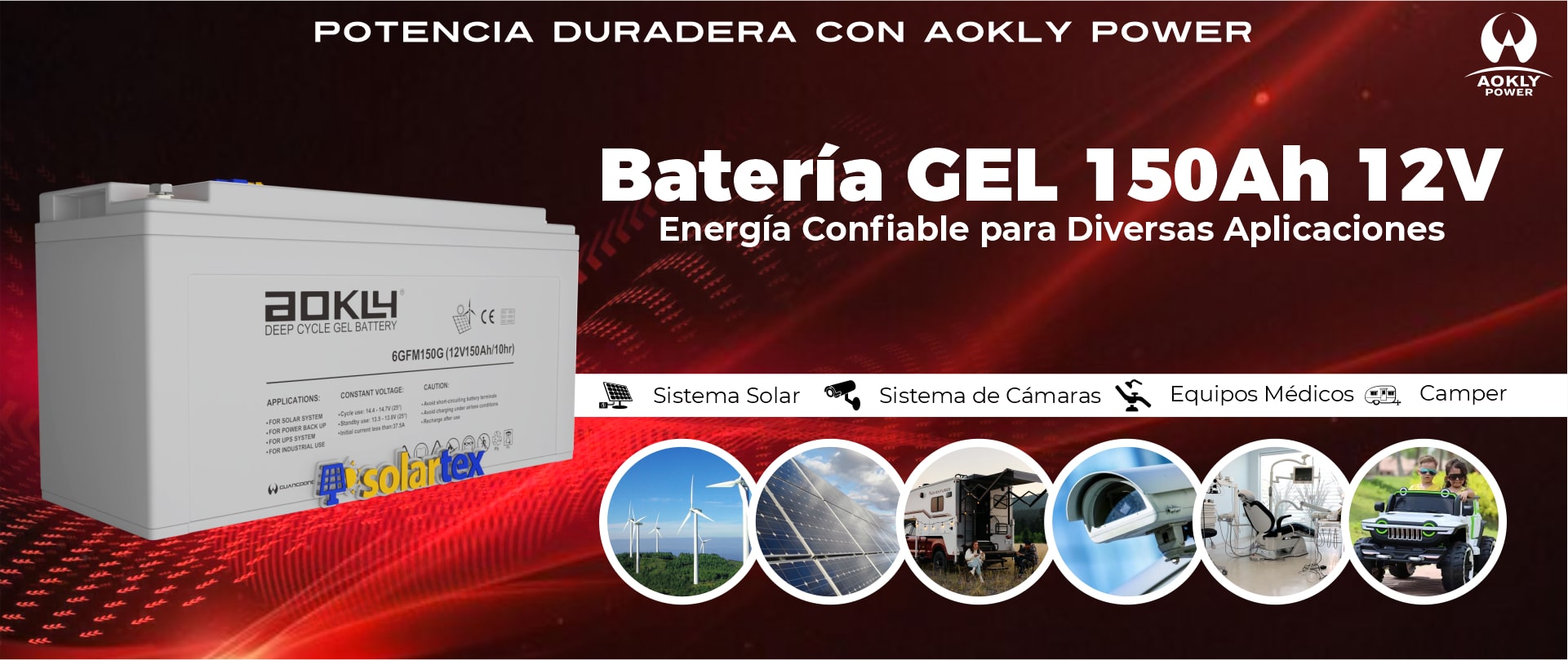Batería de GEL 150Ah 12V Aokly Batería de GEL 150Ah 12V Aokly