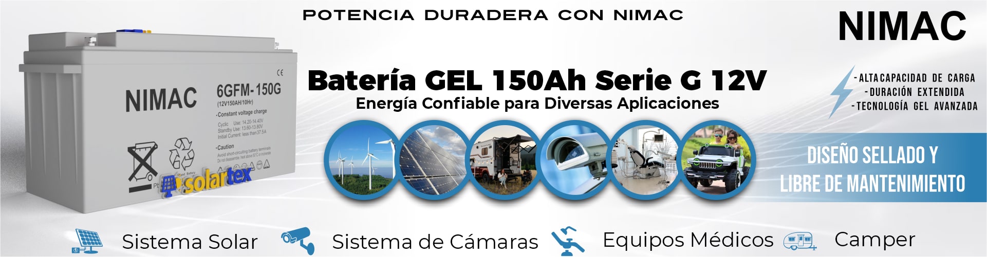 Batería de GEL 150Ah 12V Serie G Nimac