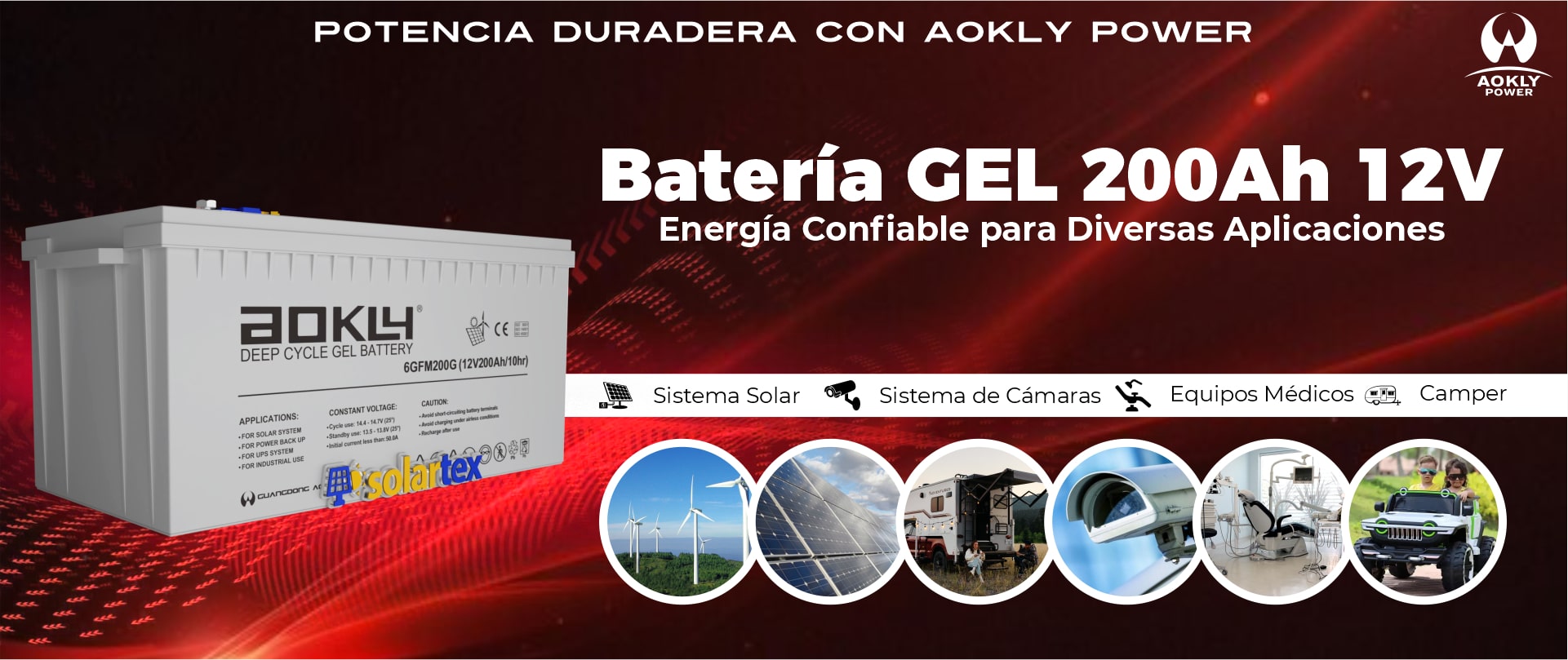 Batería de GEL 200Ah 12V Aokly