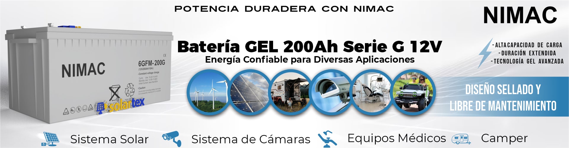 Batería de GEL 200Ah 12V Serie G Nimac
