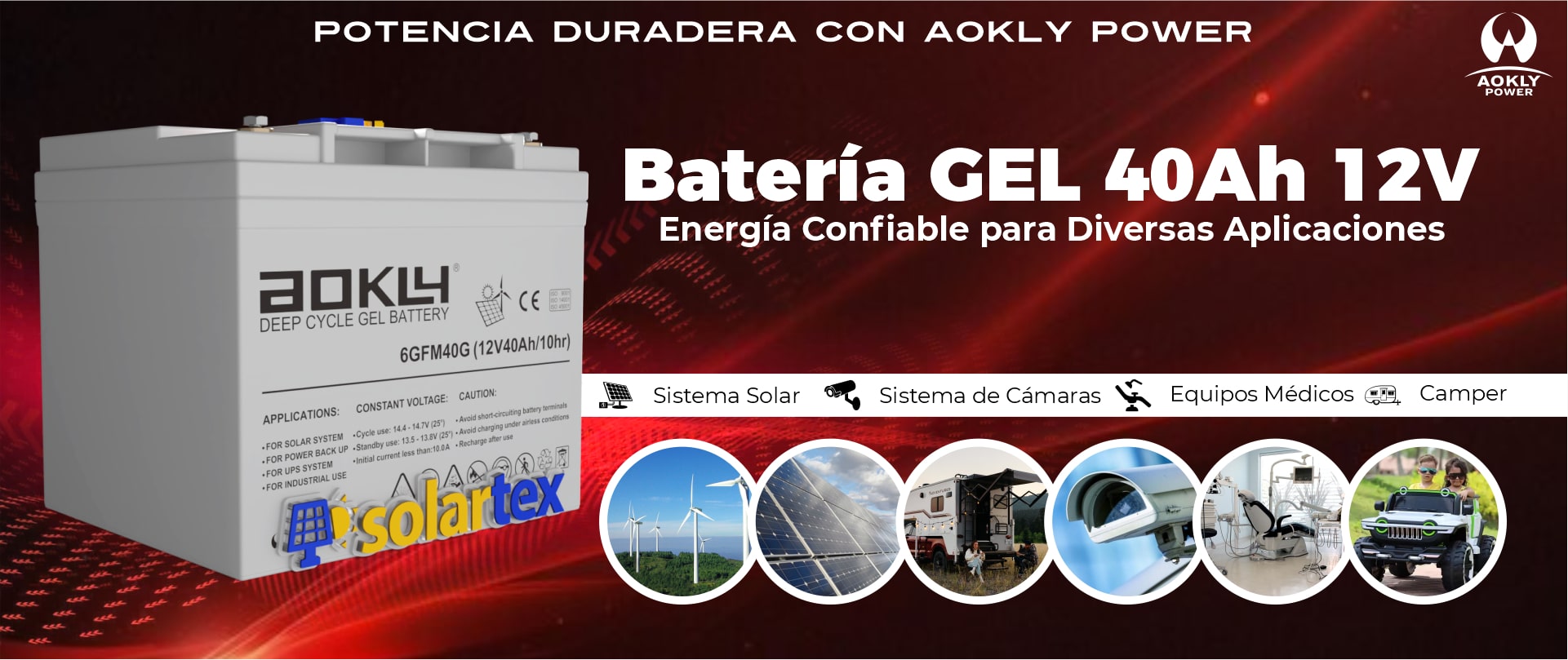 Batería de GEL 40Ah 12V Aokly