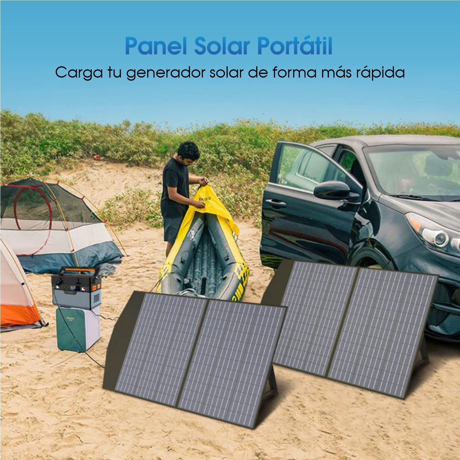 Panel Solar Plegable De 100w Para Energía Portátil Y Emergen