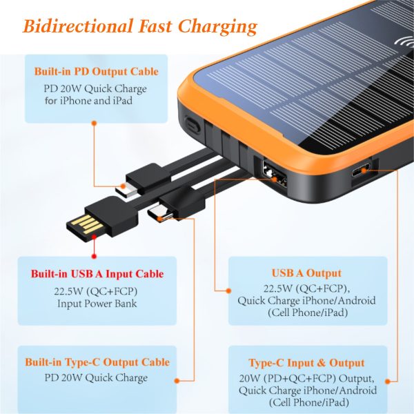 Power bank Solar Cargador Portátil JustPawa! 20.000mAh - Imagen 3