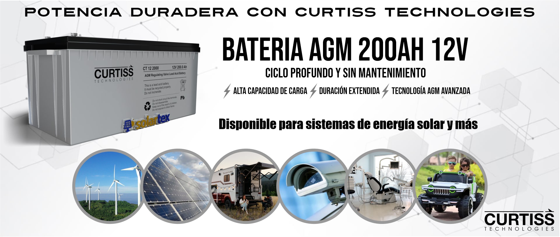 Batería de AGM 200Ah 12V Curtiss