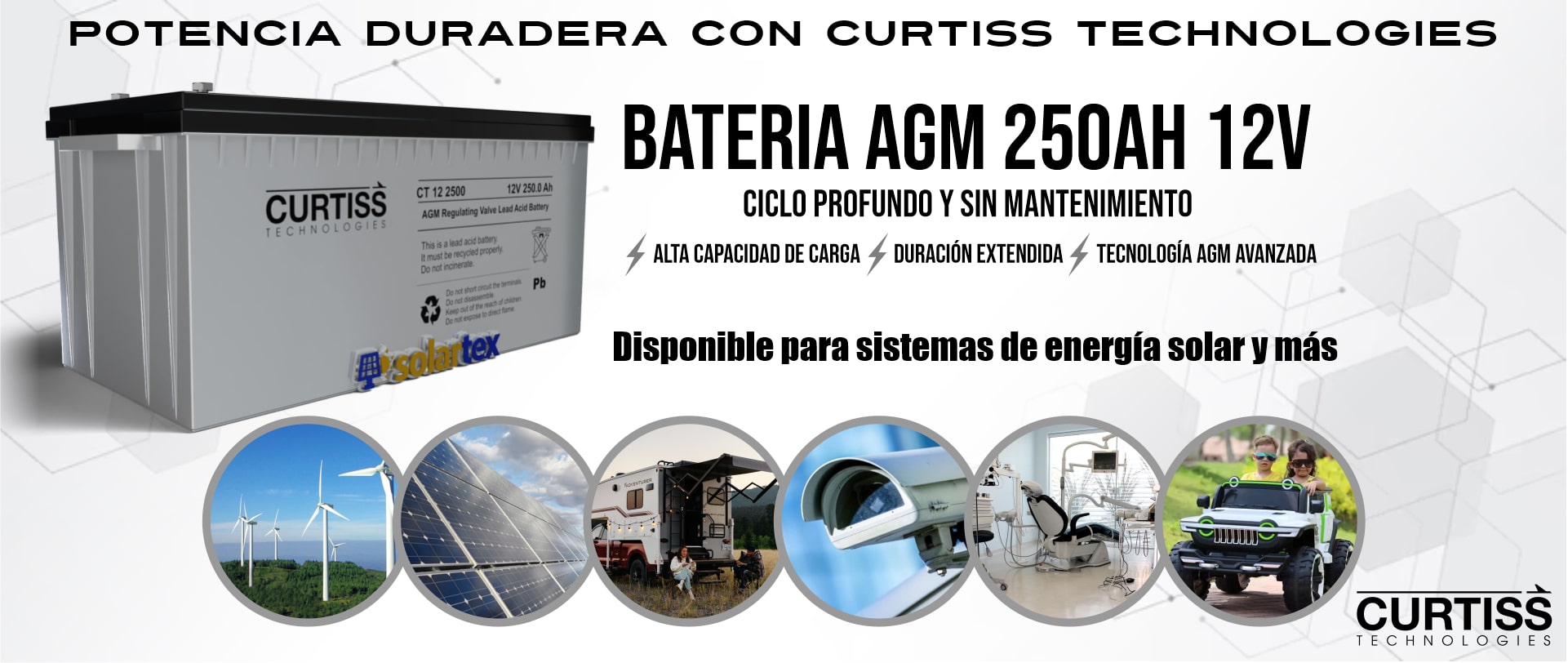 Batería de AGM 250Ah 12V Curtiss