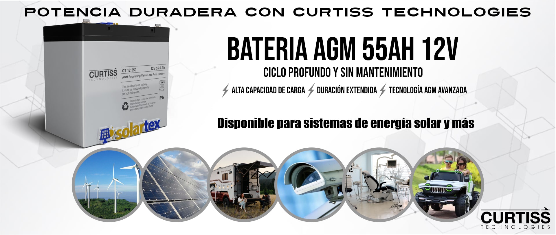 Batería AGM 55Ah 12V Curstiss