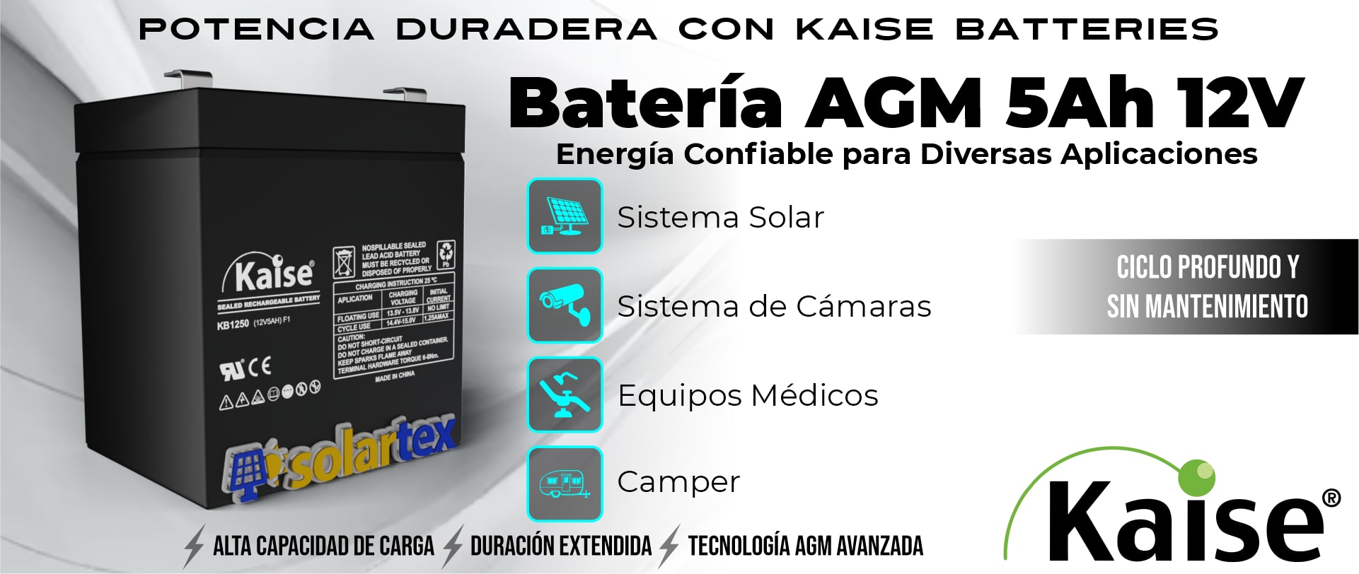 Batería de AGM 5Ah 12V Kaise