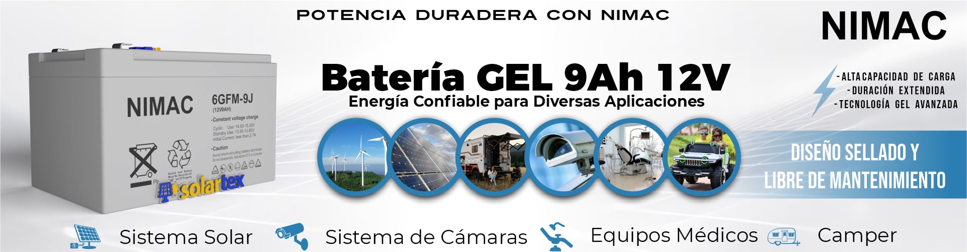 Batería de GEL 9Ah 12V Nimac