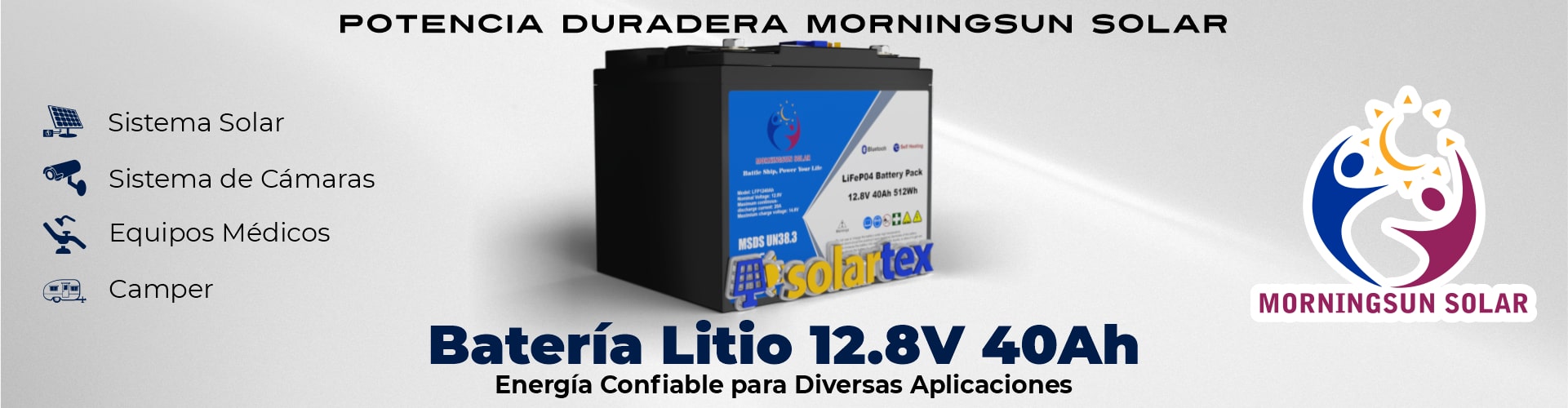 Batería de litio 40ah 12.8V Lifepo4 Morningsun Solar