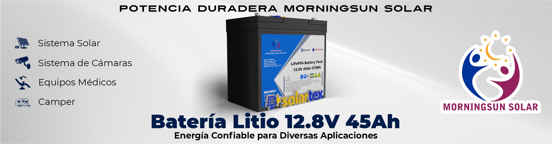 Batería de litio 45ah 12.8V Lifepo4 Morningsun Solar